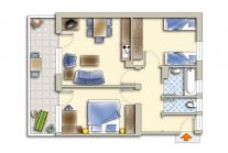 Appartement mit großer Wohnküche und 2 Schlafzimmer für 4-5 Personen