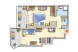 Geräumiges Appartement mit getrenntem Wohnraum für 2-3 Personen